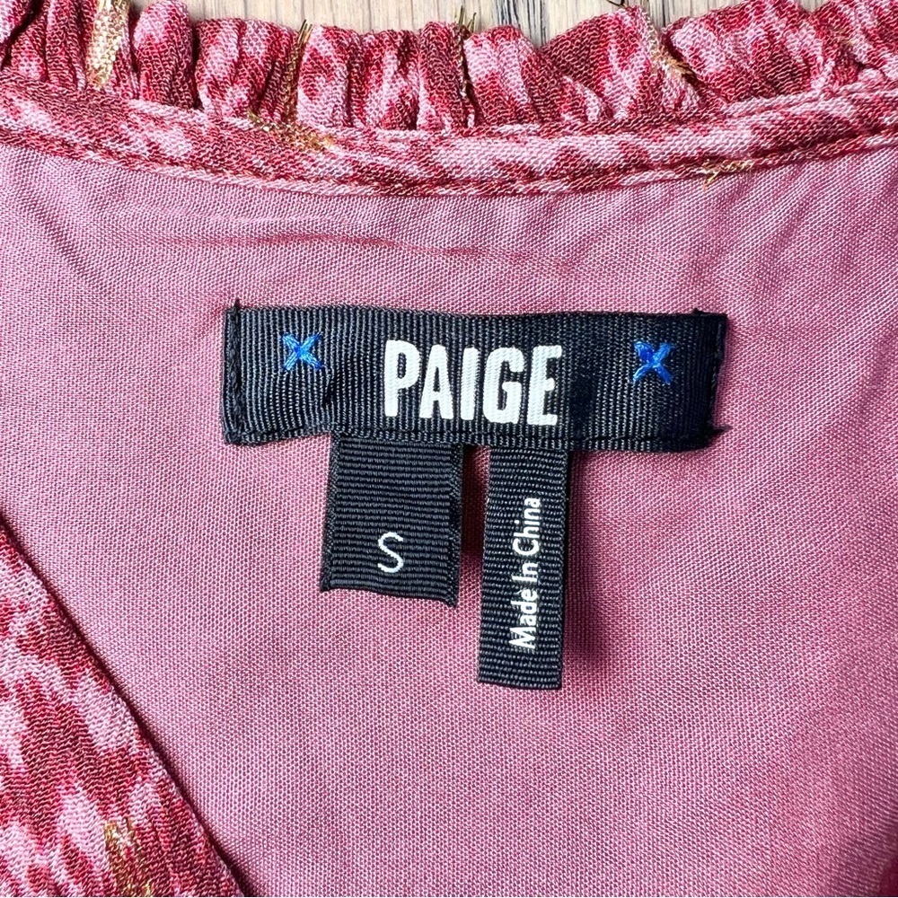 PAIGE Women's Doris Three Quarter Button Front V-Neckline in Papaya Size Small - Picture 9 of 16